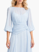 Elegant High Neck Balloon Sleeve Maxi Dress