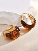 Amber Resin Sculptural Hoop Earrings