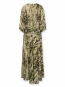Exquisite Animal Print Draped Asymmetric Midi Dress