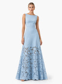 Elegant Lace Boat Neck Sleeveless Maxi Dress