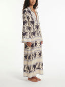 Bohemian Border Print V-Neck Maxi Dress