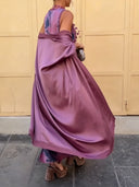 Retro Tie Dye Satin Sleeveless Maxi Dress Two Piece Set