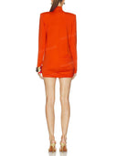 Ruched High Neck Long Sleeve Mini Dress
