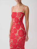 Spaghetti-Strap Crochet Tassel Midi Dress