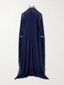 Elegant Halter Cape Chiffon Maxi Dress