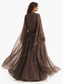 Elegant Shawl-style Chiffon Flowing Maxi Dress