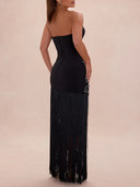 Strapless tassel party maxi dress