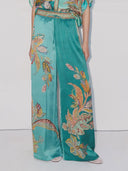 Unique Exquisite Satin Plant Flower Print Loose Top