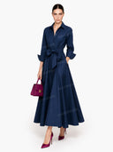 Minimalist Lace-up Design Long Sleeve Maxi Dress