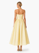 Romantic 3D Floral Strapless Midi Dress