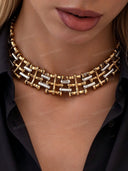 Crystal Embellished Geometric Statement Choker Necklace