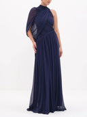 One‑Shoulder Draped Ruched Maxi Dress