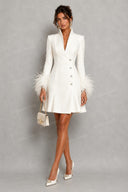 Minimalist Feather Cuff Tailored Mini Blazer Dress