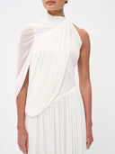 One‑Shoulder Draped Ruched Maxi Dress