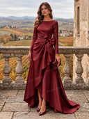 Elegant Satin Bow Detail Party Maxi Dress