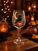 Halloween Witch Pumpkin Decorative Wine Glass