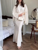 Satin Cape Sleeve Peplum Mermaid Maxi Dress Set