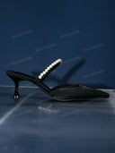 Elegant Pearl-Band Slingback High Heels