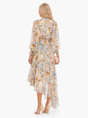 Irregular Hem Printed Chiffon Maxi Dress