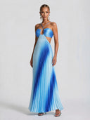 Ombre Halter Pleated Maxi Dress