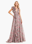 V-Neck Printed Maxi Dress