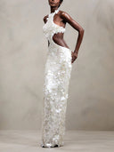Elegant Halter Cutout Sequin Mermaid Maxi Dress