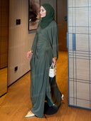Elegant Ruched Batwing Top & Wide Leg Pants Set