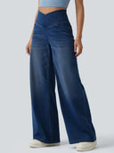 High-Waisted Stretch Denim Pants