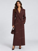 Elegant Double Breasted Tailored Maxi Blazer Coat