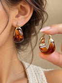 Amber Resin Sculptural Hoop Earrings