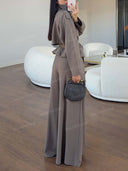 Minimalist Cropped Double-Breasted Tie-Waist Trench Coat Set