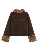 Faux Fur Trim Contrast Knit Cardigan Jacket