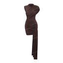 Asymmetric Ruched Draped Mini Dress