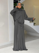 Elegant Muslim Headscarf & Maxi Robe Two-Piece Set