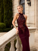 Elegant Halter Neck Sequined Maxi Dress