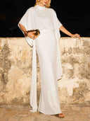 Minimalist Cape Top & Ruched Maxi Skirt Set