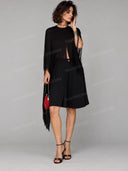 Asymmetric Fringe Top & Tailored Shorts Two Piece Set
