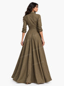 Retro Shirt-style Floor-length Maxi Dress