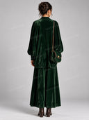 Elegant Velvet Mock Neck Top & Wide Leg Pants Two Piece Set