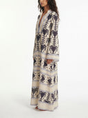 Bohemian Border Print V-Neck Maxi Dress