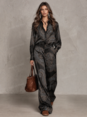 Paisley Print Shirt & Wide Leg Pants Set