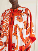 Elegant Self-Tie Satin Print Flowing Kaftan Maxi Dress