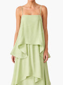 Elegant Three-layer Ruffle Sling Maxi Dress