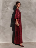 Sequin Cape Sleeve Maxi Party Dress