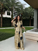 Elegant Watercolor Twist-Front Maxi Dress