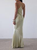 Elegant Fringe Shawl Top & Satin Maxi Skirt Three-Piece Set