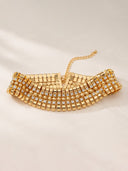 Crystal Embellished Multi Row Statement Choker Necklace