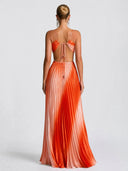 Ombre Halter Pleated Maxi Dress