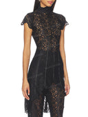 Sexy Floral Lace High Neck Tunic Top & Pants Two Piece Set