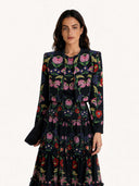 Elegant Backless Printed Layered Chiffon Flowing Maxi Dress